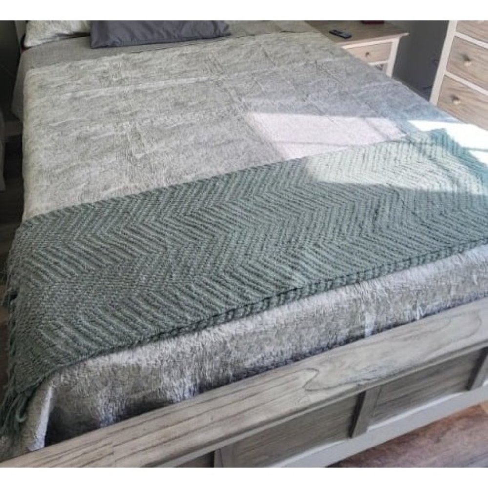 Throw Blanket for Couch – Dark Grey Versatile Knit Woven Chenille Blanket
